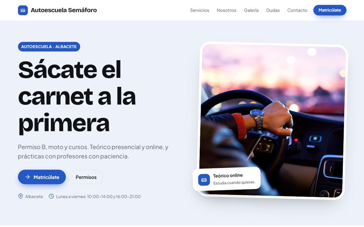 Ejemplo de web para autoescuela