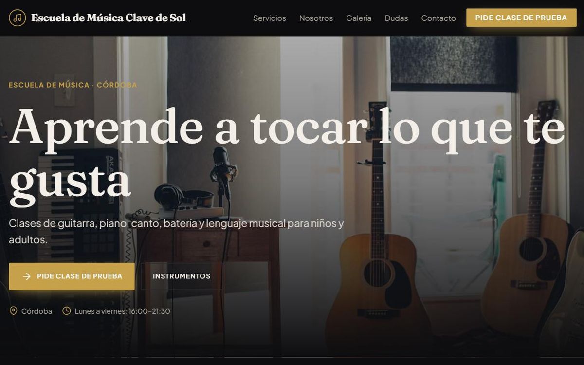 Ejemplo de web para escuela de música