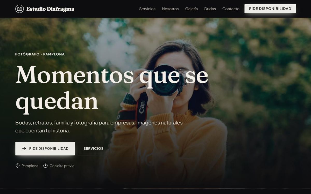 Ejemplo de web para fotógrafo