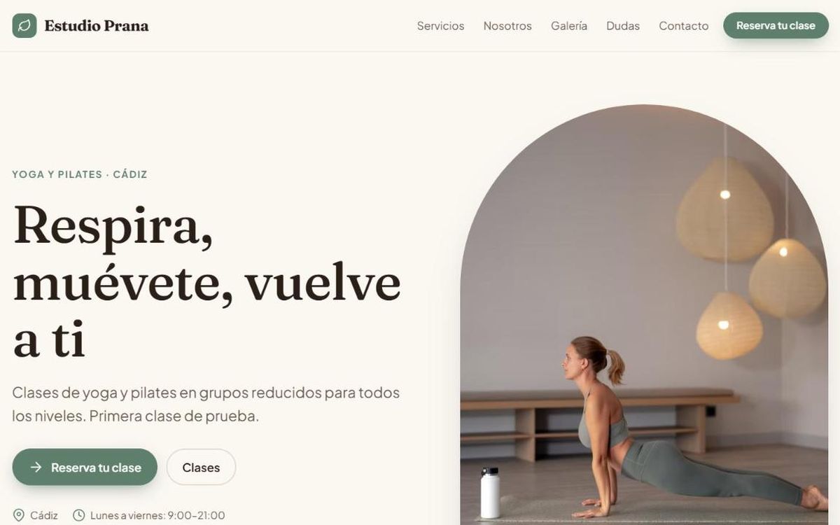Ejemplo de web para yoga y pilates