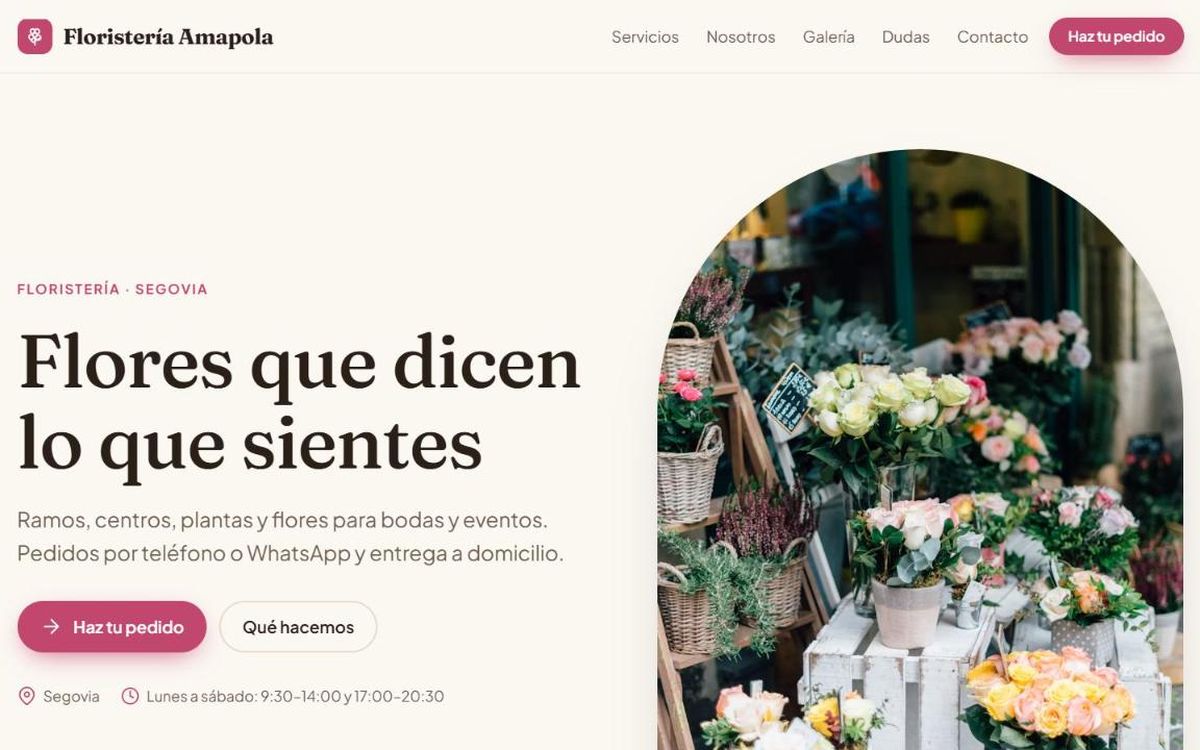 Ejemplo de web para floristería