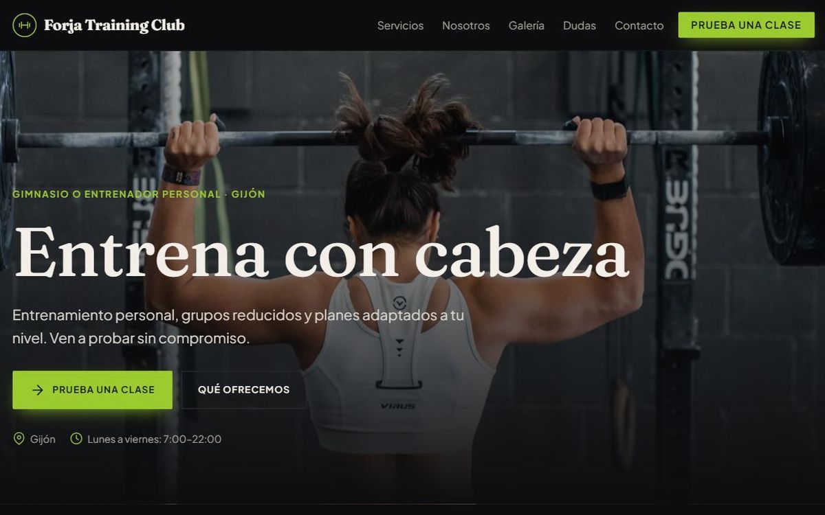 Ejemplo de web para gimnasio o entrenador personal