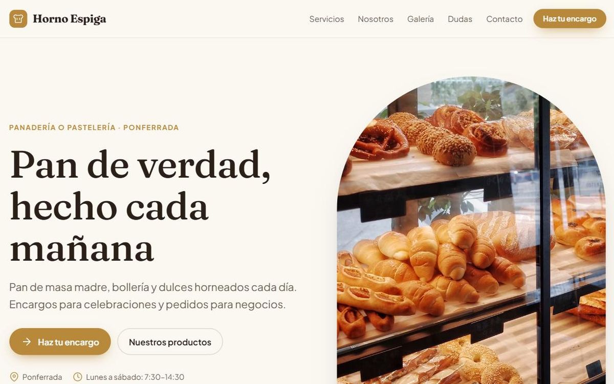Ejemplo de web para panadería o pastelería