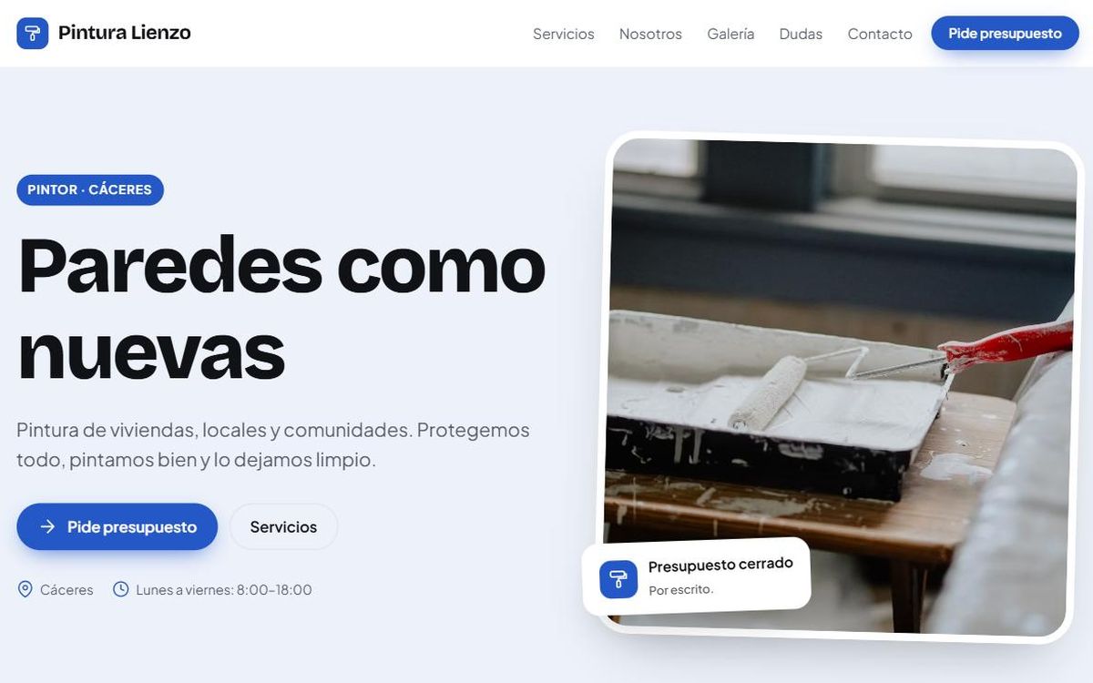 Ejemplo de web para pintor