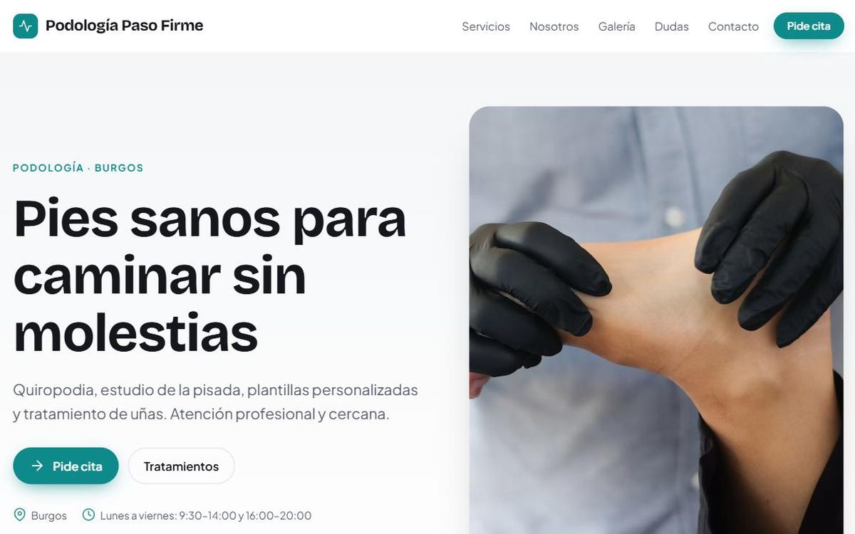 Ejemplo de página web para podólogos
