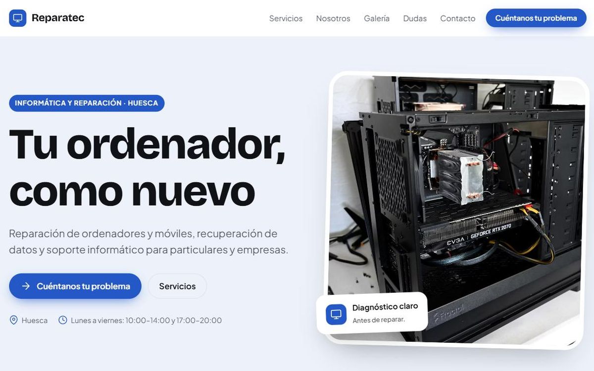 Ejemplo de web para informática y reparación